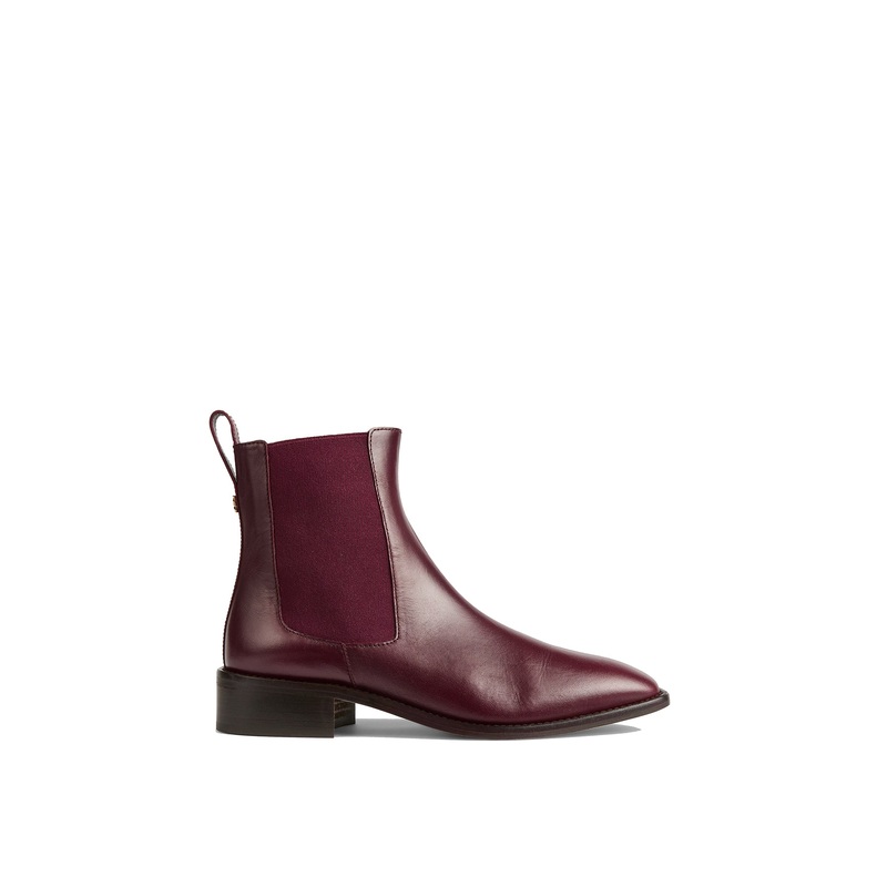 Hattie Burgundy Leather Ankle Boots