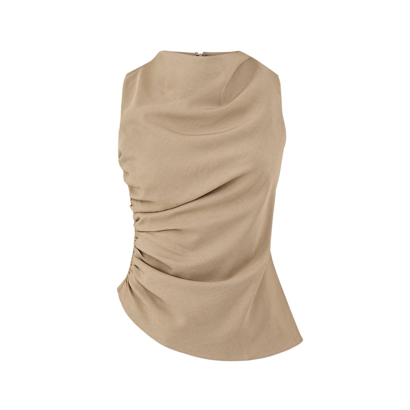 Maeve Ruched Top Beige