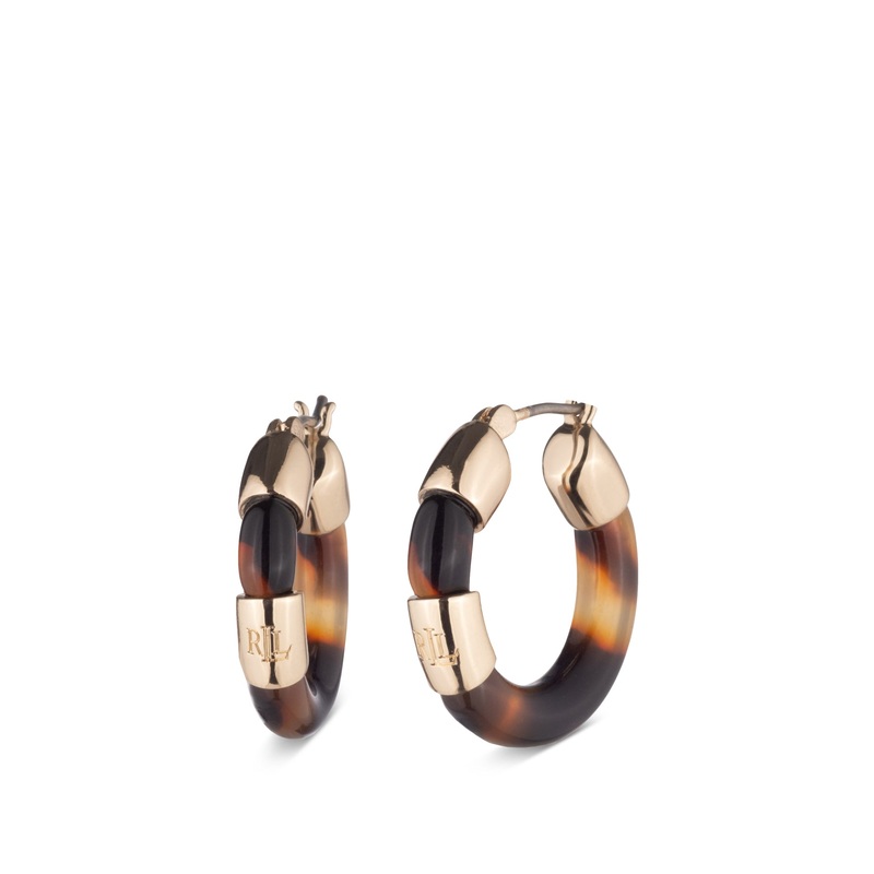 PE 22MM TORT LOGO HOOP GLD/TORT