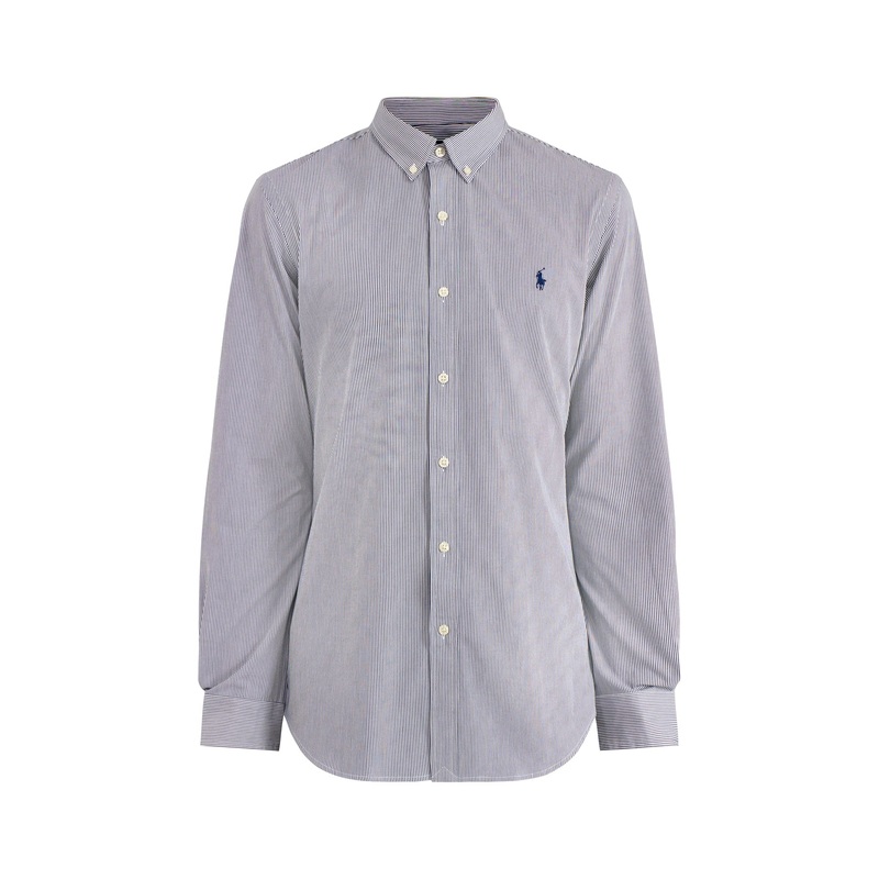 Slim Fit Stretch Poplin Stripe Shirt Light Blue