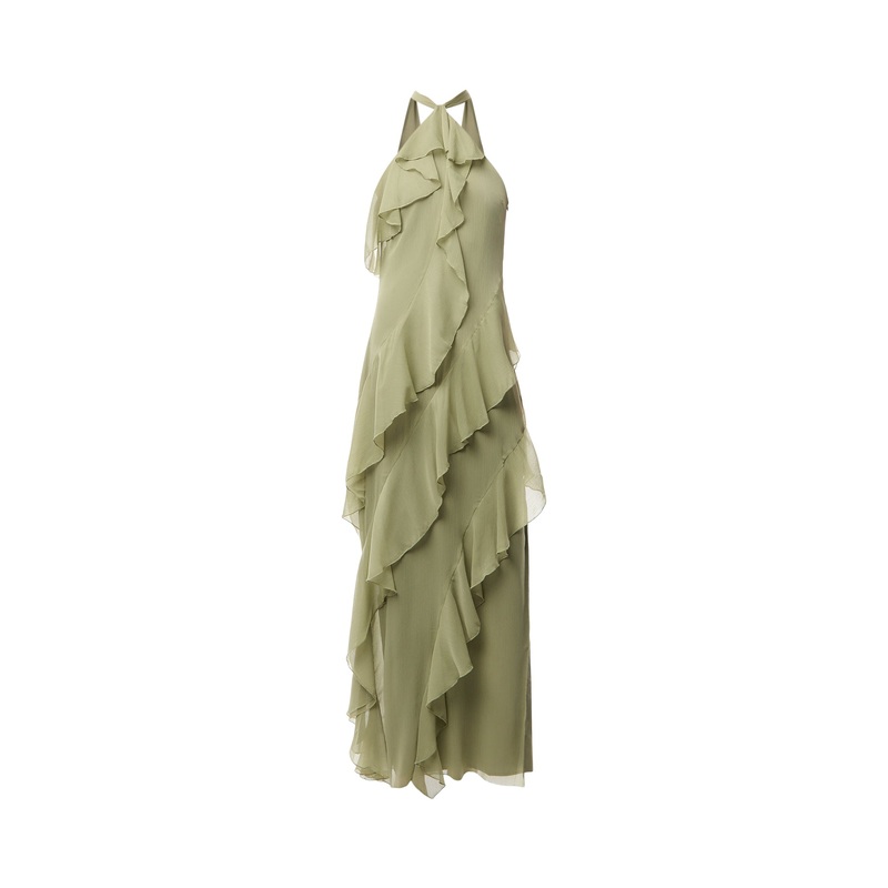 Aria Halterneck Ruffle Maxi Dress
