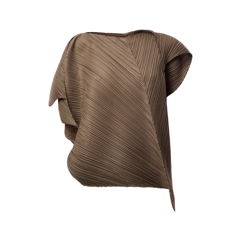 Pleats Sculptural Flare Grayish Brown Top