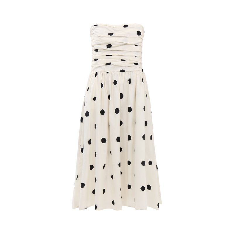 White Polka Dot Bandeau Felicity Midi Dress
