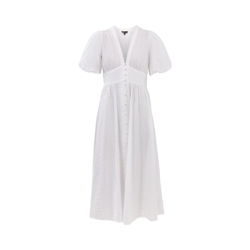 White Short Sleeve Starlight Midi Dress