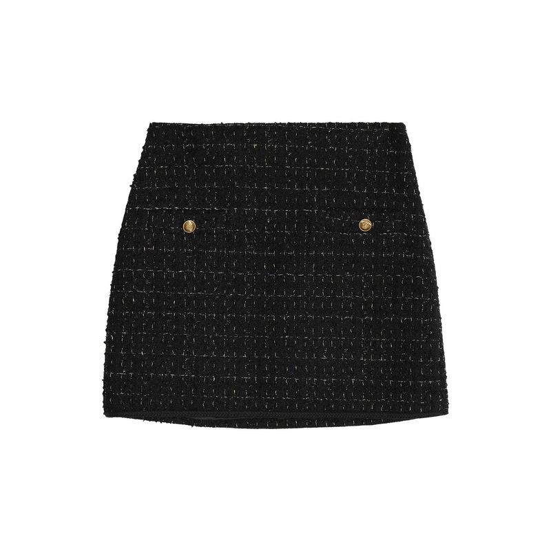 Gold Tweed Short Skirt