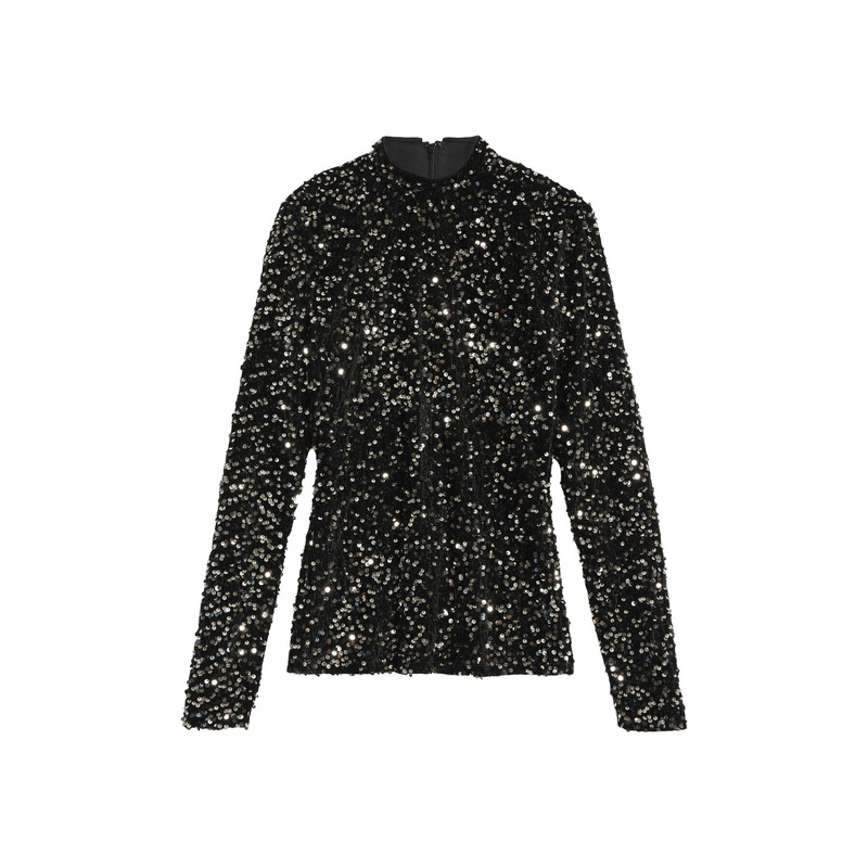 Velvet Sequin Turtle Neck Top