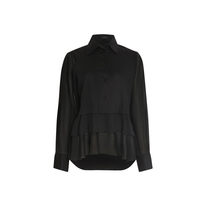 Sheer Sleeve Ruffle Shirt