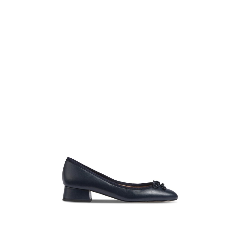 Aurelie Navy Grosgrain Ballerina Court Shoes