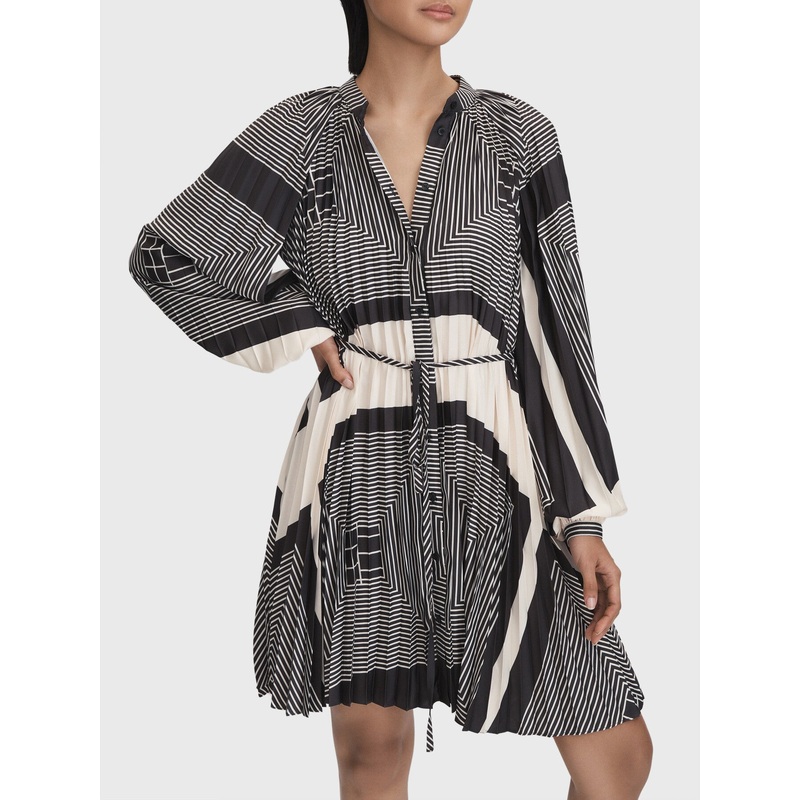 Bay Printed Pleated Mini Dress