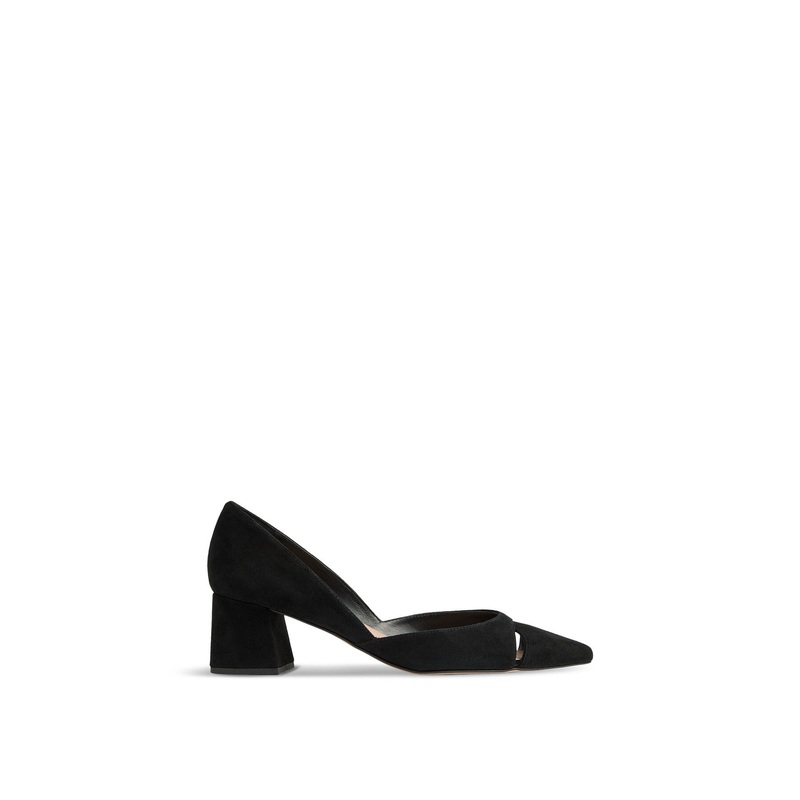 Cecile Suede Cut Out Block Heel Court