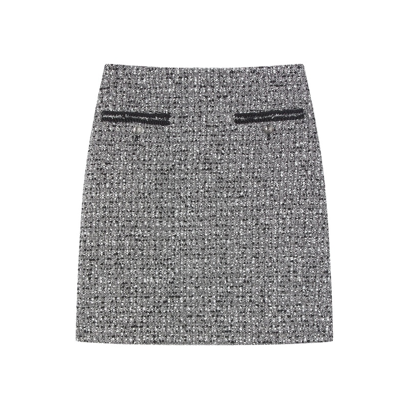 Charlie & Ivory Tweed & Trim Skirt