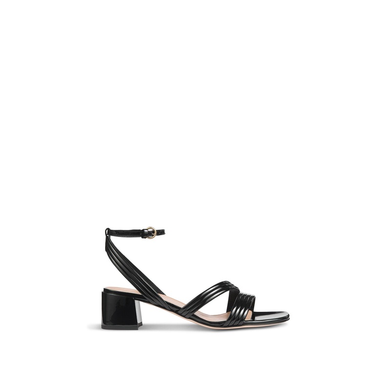 Etta Patent Pu Straps Low Block Heel