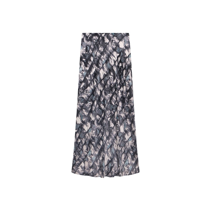Grey Abstract Print Midi Slip Skirt