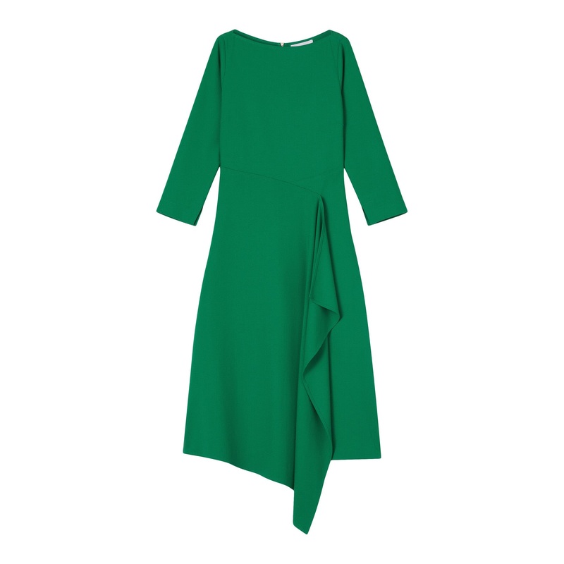 Le Green Crepe Fit And Flare Dress