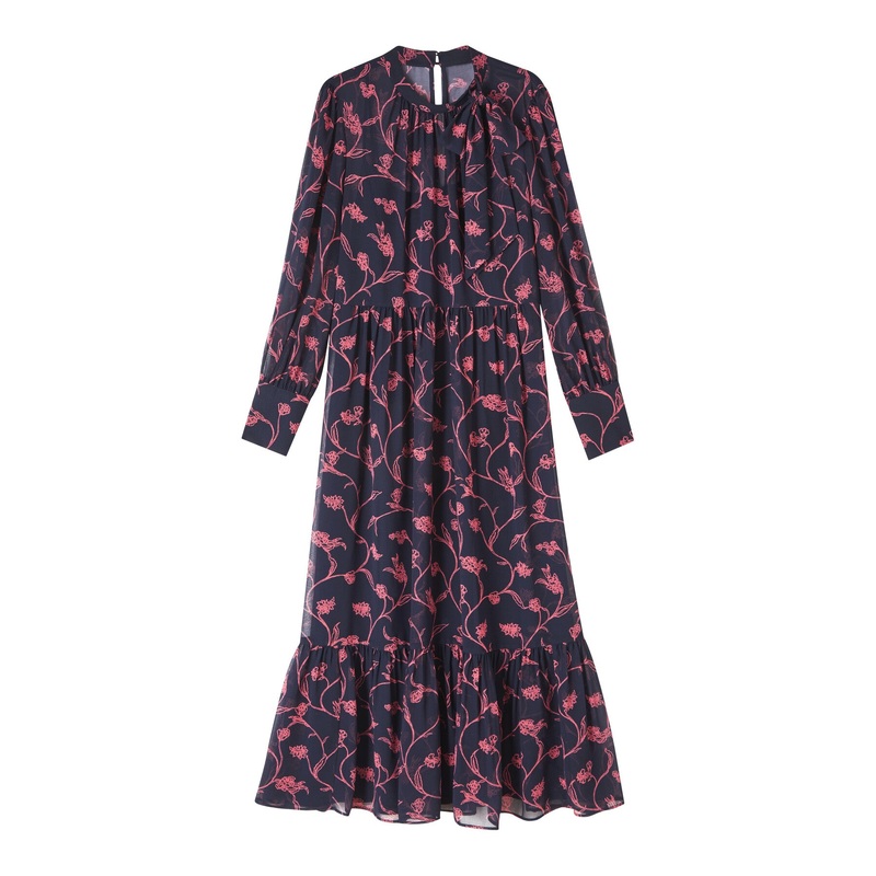 Selina Spring Navy & Bright Pink  Sketchy Floral Print