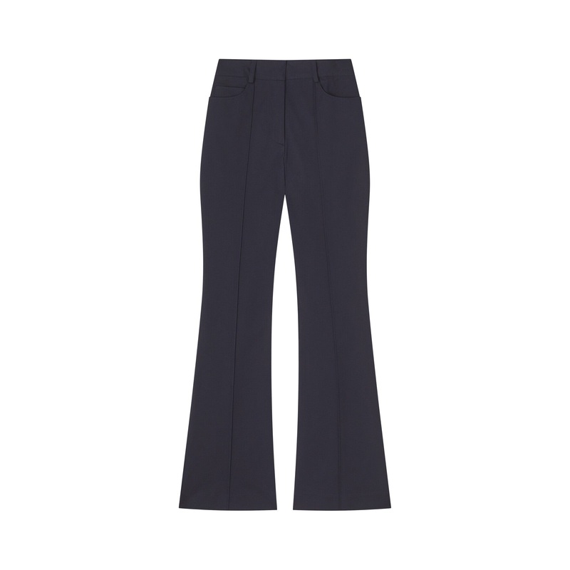 Susie Navy Cotton-Blend  Flared Trousers