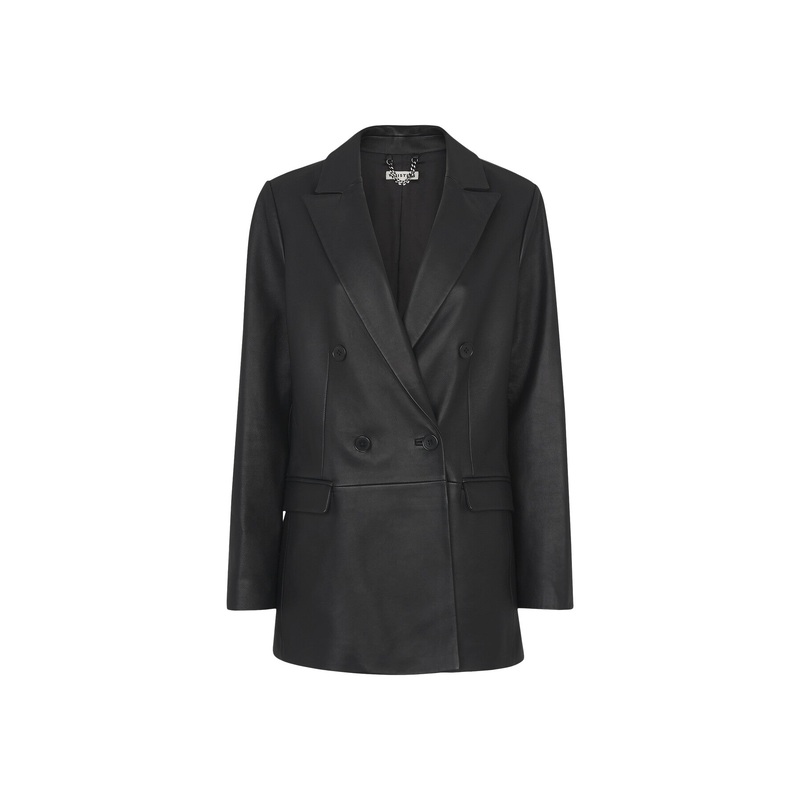 Aliza Waisted Leather Blazer