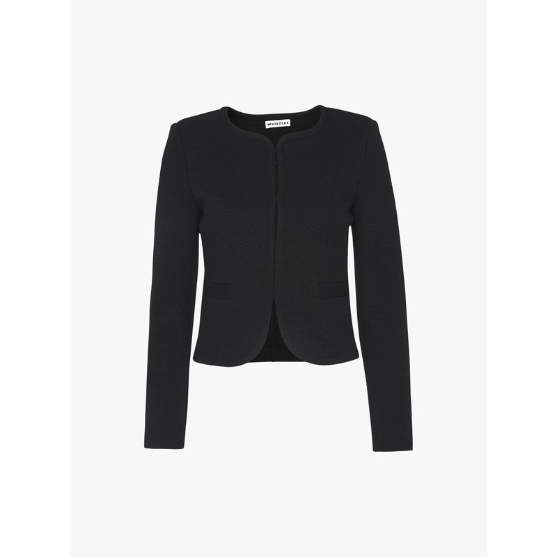 Collarless Jersey Jacket