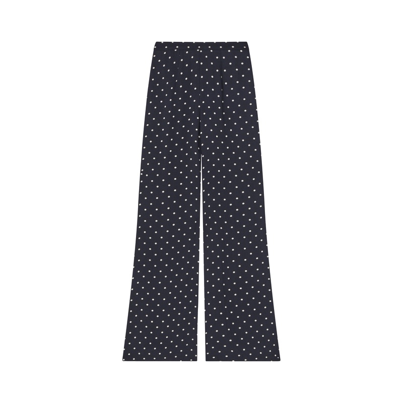 Elsie Spring Navy & Birch Viscose 40'S Polka Dot Trouse