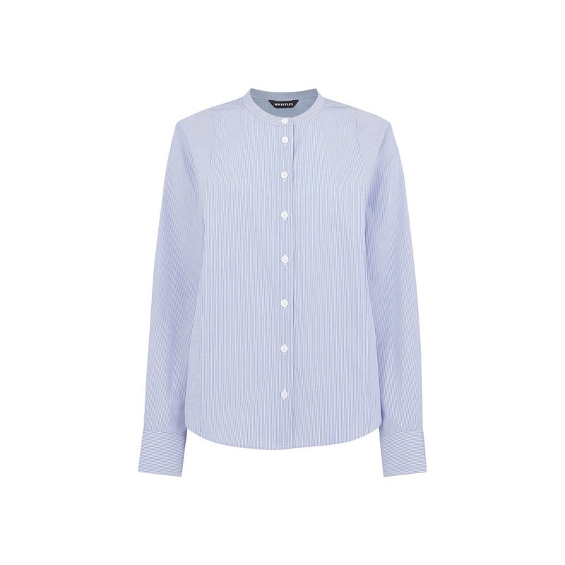 Stripe Grandad Collar Shirt