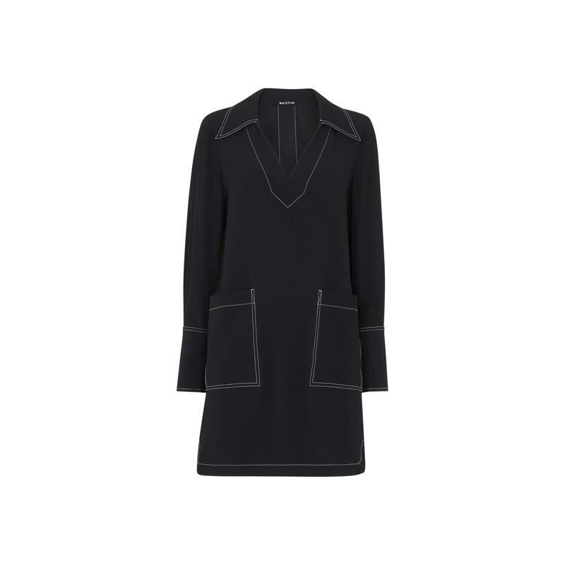 Topstitch Detail Shirt Dress