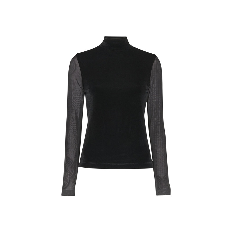 Velvet Mesh Sleeve Top