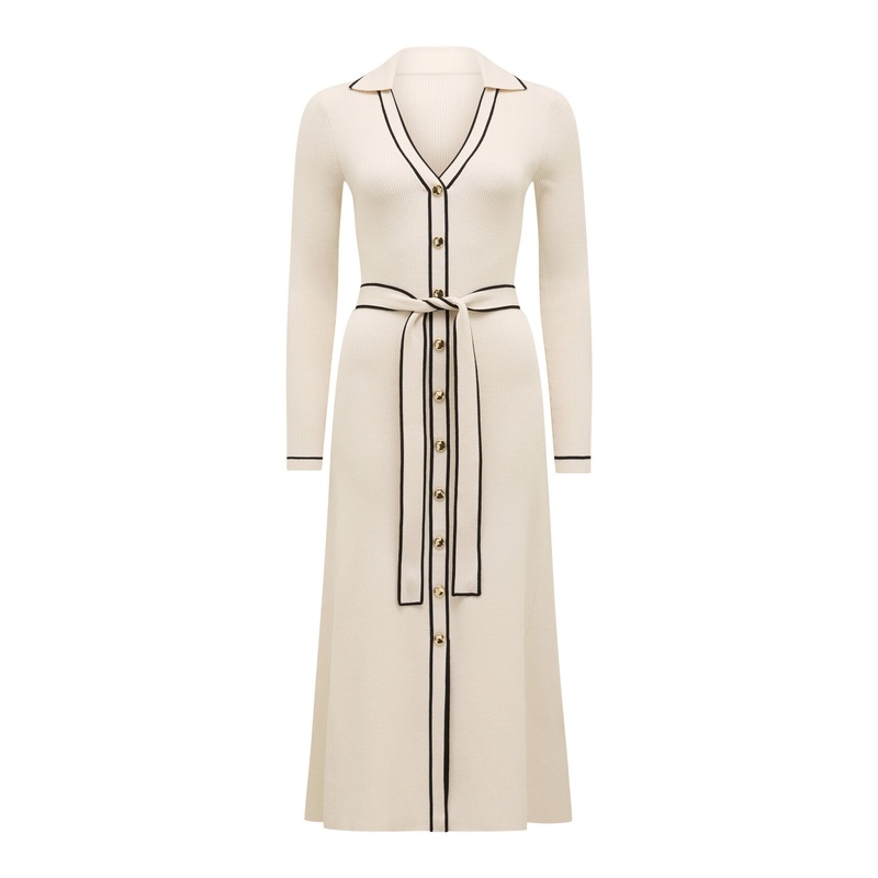 Adeline Tipped Knitted Midi Dress