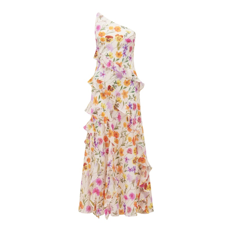 Belle One Shoulder Ruffle Gown