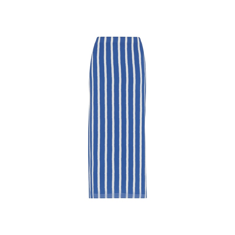 Crinkle Stripe Midi Skirt