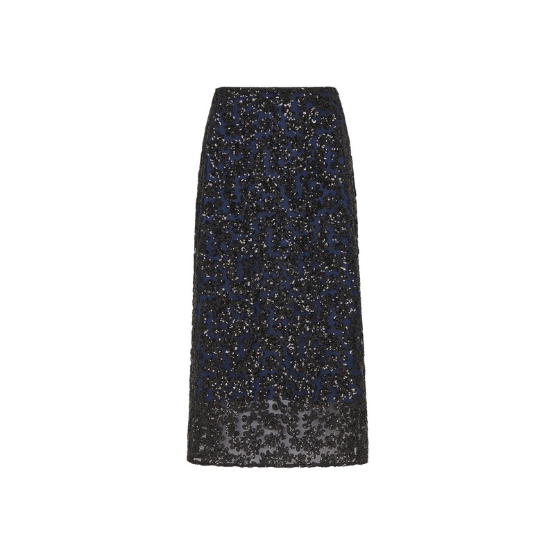 Floral Sequin Midi Skirt
