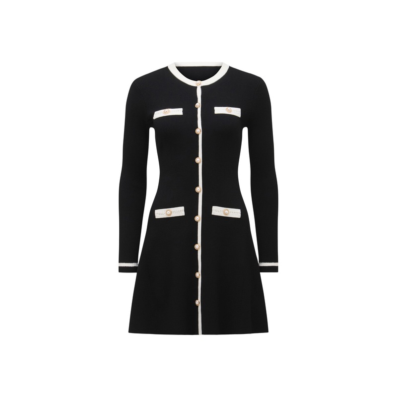 Kerry Contrast Long Sleeves Knit Mini Dress