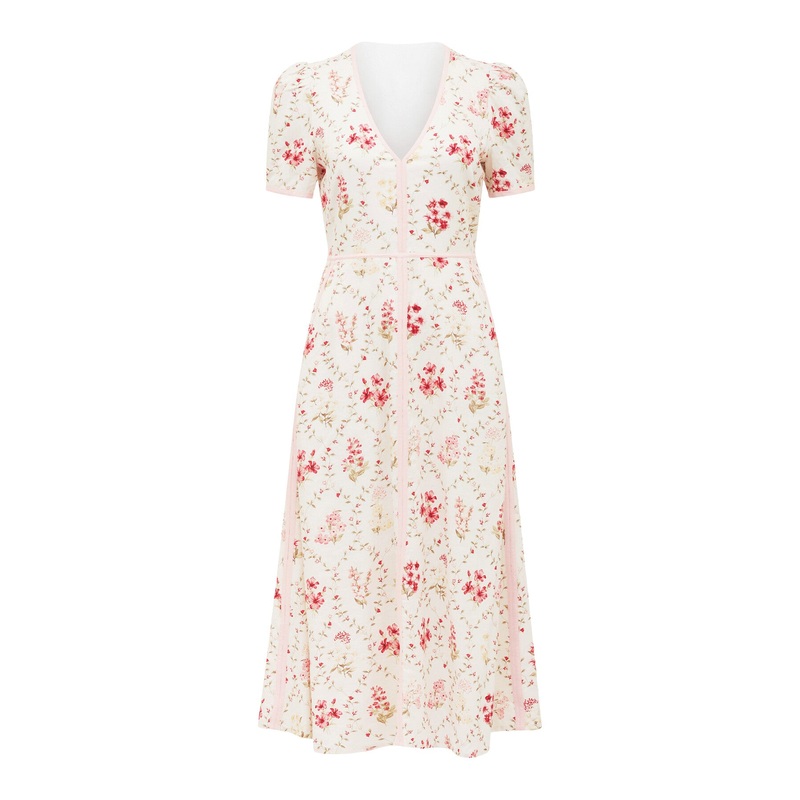 Sabrina Printed Linen Midi Dress