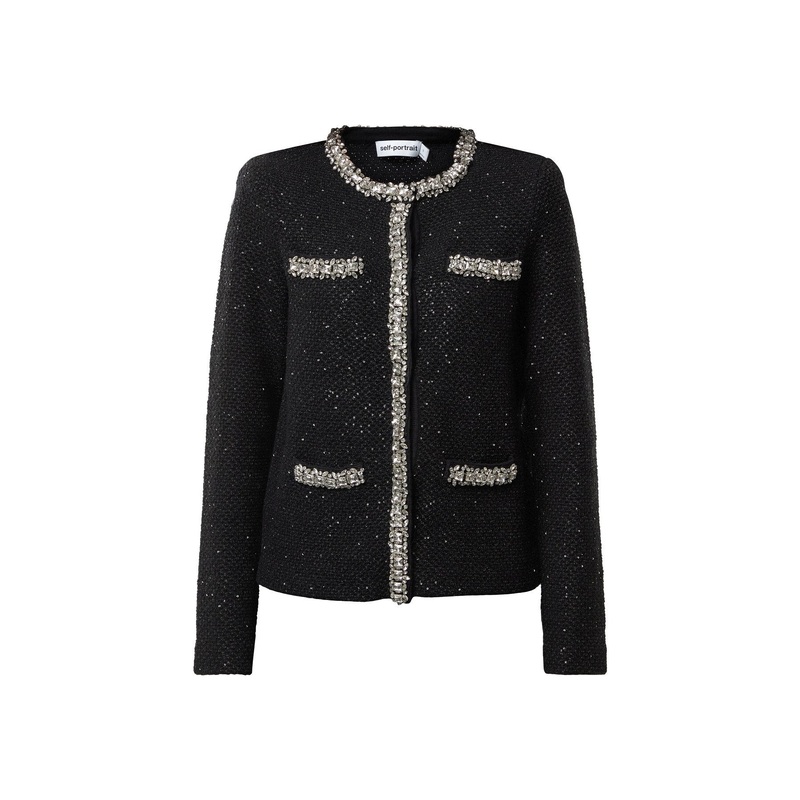 Black Sequin Knit Cardigan
