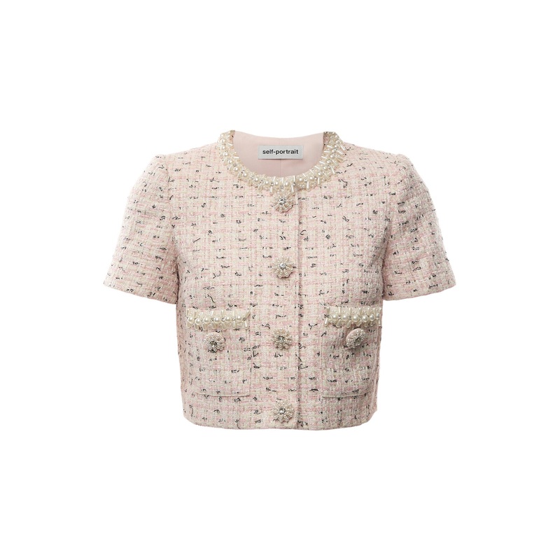 Pink Boucle Pearl Top