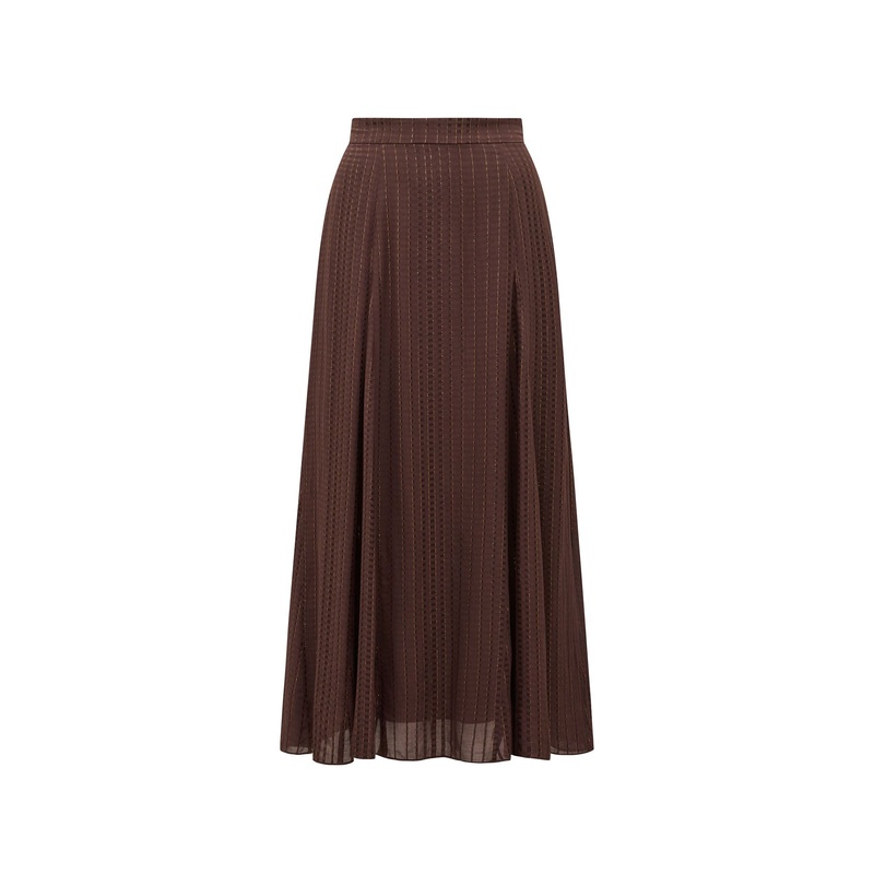 Preslee Godet Midi Skirt Brown