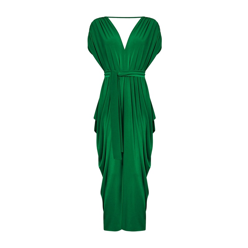 Draped Midi Dress Green