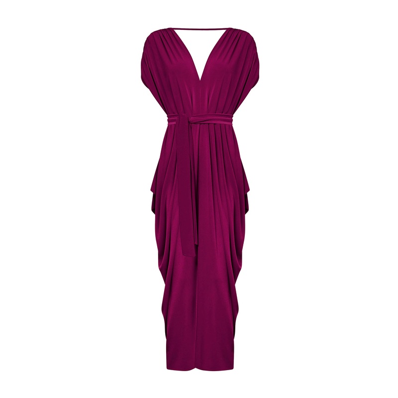 Draped Midi Dress Purple