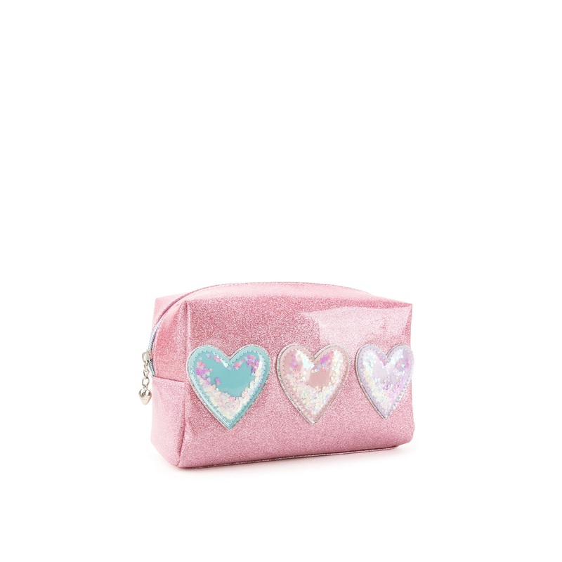 Heart Applique Pouch Pink