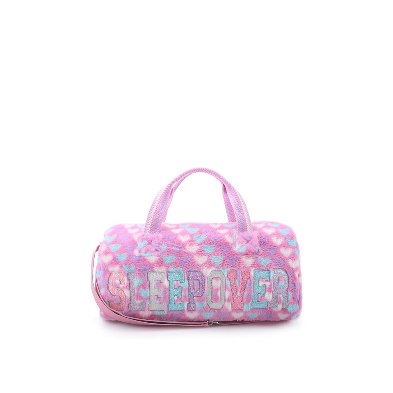 Heart Plush Sleepover Large Duffle Pink
