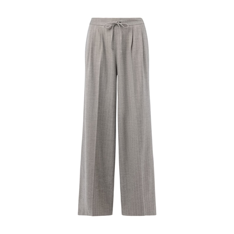 Herringbone Wide Leg Trouser Grey