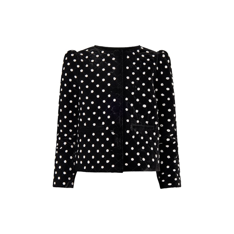 Kitty Embellished Velvet Jacket Black