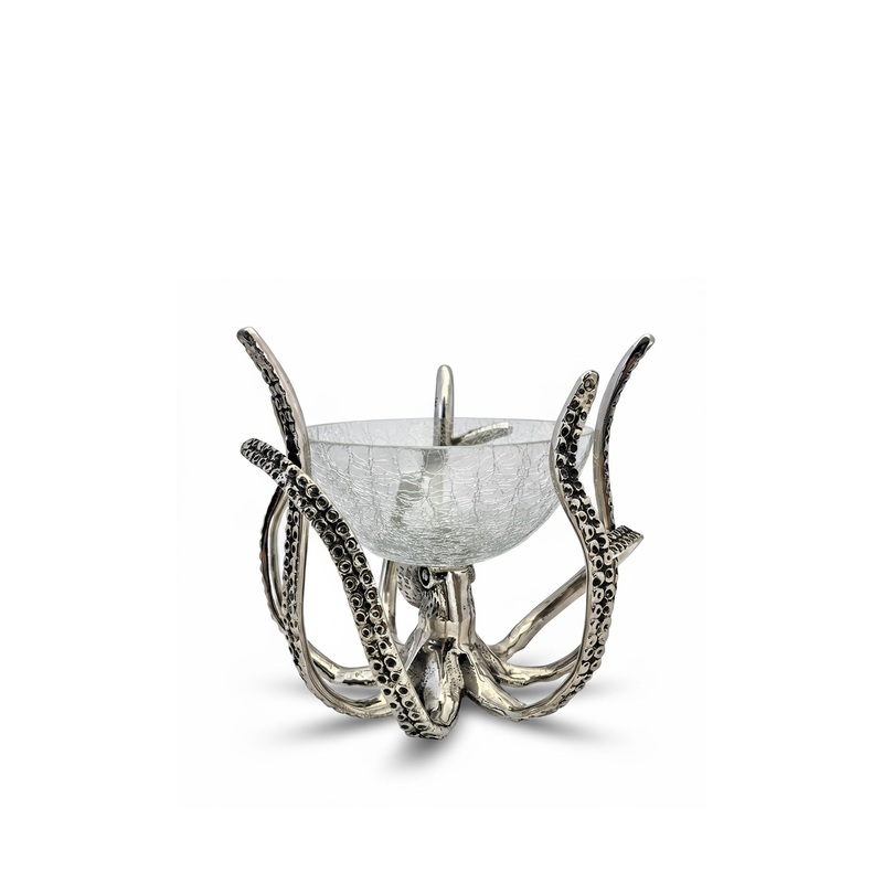 Mini Octopus Stand with Crackled Glass Bowl