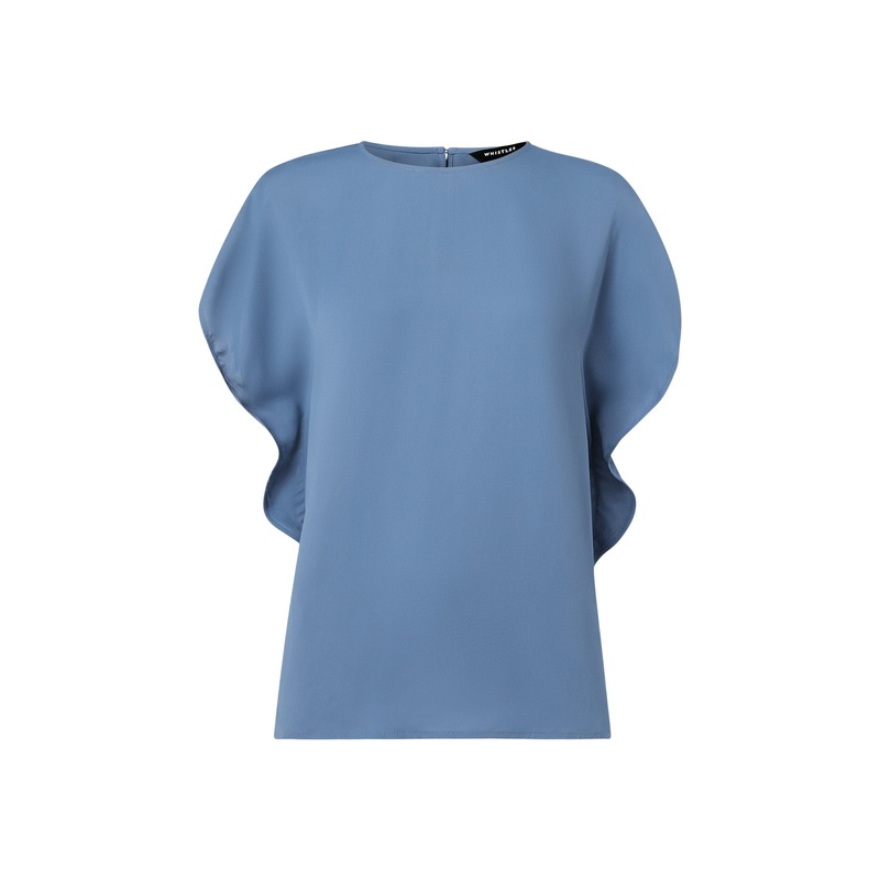 Short Sleeve Crepe Shell Top Blue
