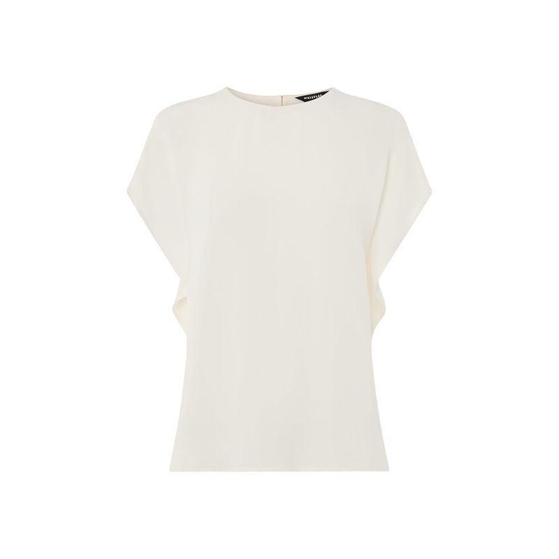 Short Sleeve Crepe Shell Top White