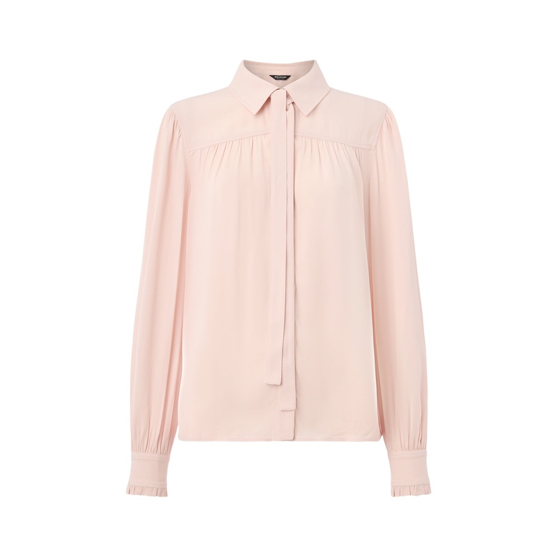 Tie Detail Crepe Blouse Pink