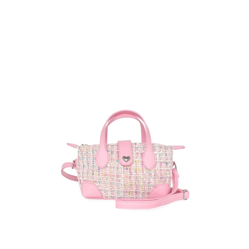 Tweed Mini Satchel Crossbody Pink