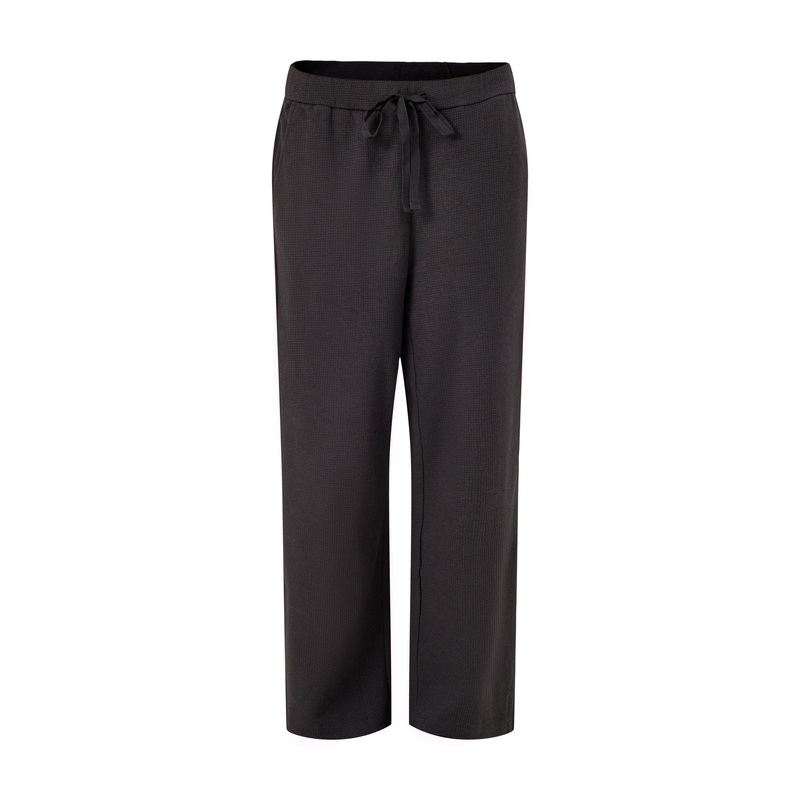 Wide Ankle Pant with Drawstring Black