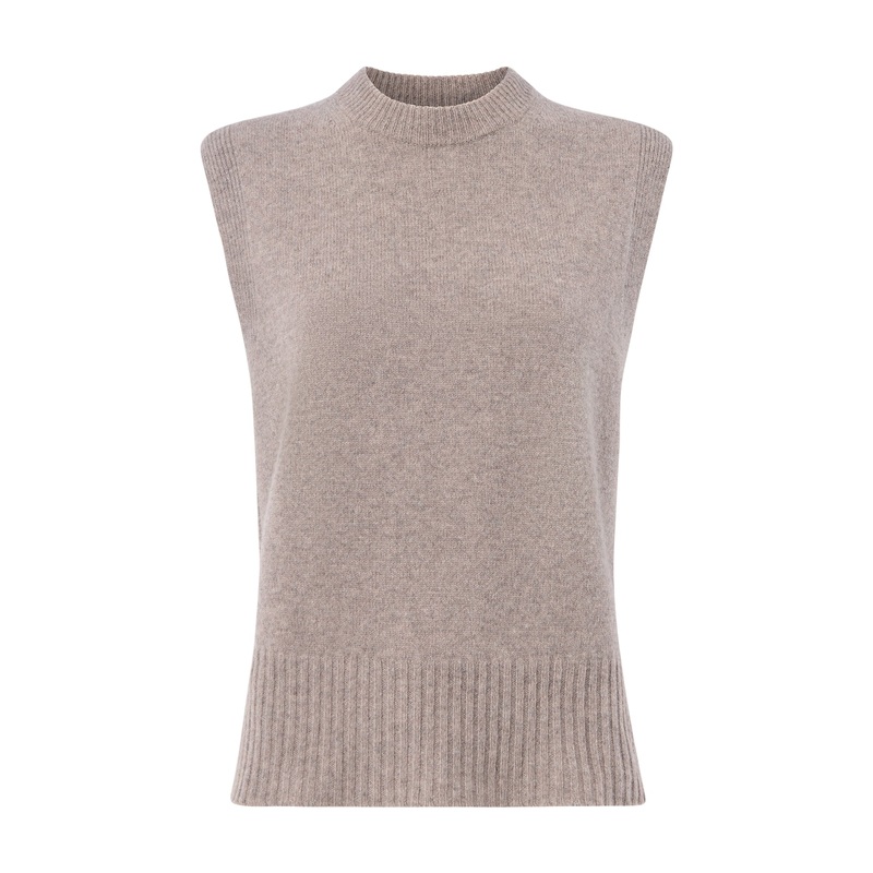Wool Sleeveless Tank Beige