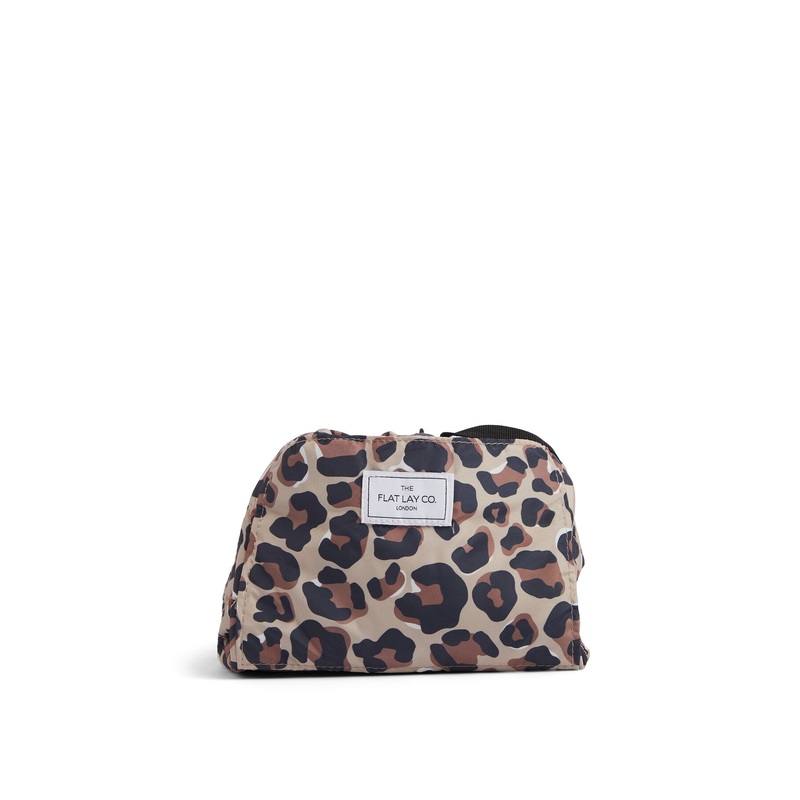 Open Flat Makeup Bag In Leopard Print
