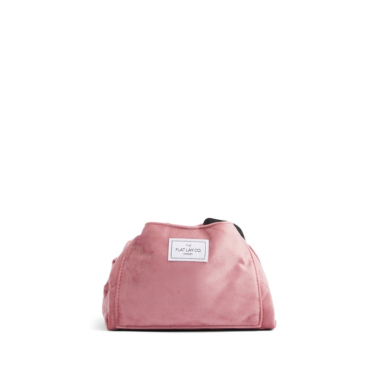 Open Flat Makeup Bag In Pink Velvet